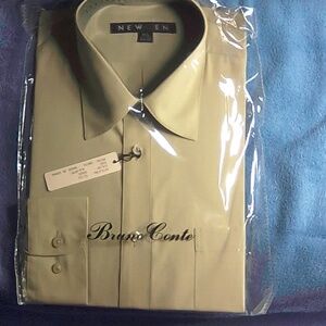 NWT Bruno Conte New Gen M (15 1/2) mens long sleeve dress shirt Sage in color